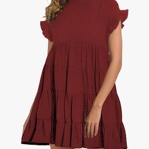 Red ruffle tiered dress